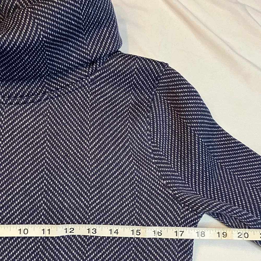 J. Crew Navy Herringbone Turtleneck Fleece Lined Top - Picture 3 of 6